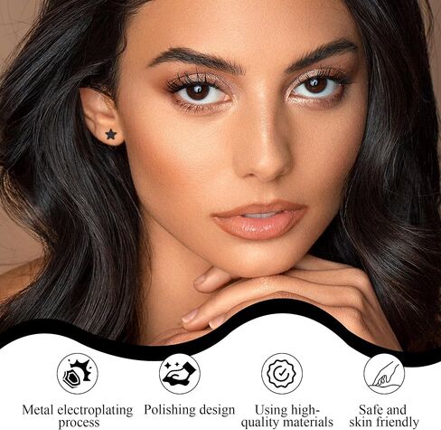 ZDE Women Earrings Threadless Flat Back Star Earrings Titanium Hypoallergenic Cartilage Non-Nickel Pink Push Back Earrings Studs for Sensitive Ears Simple Classic Earstuds in Saudi Arabia