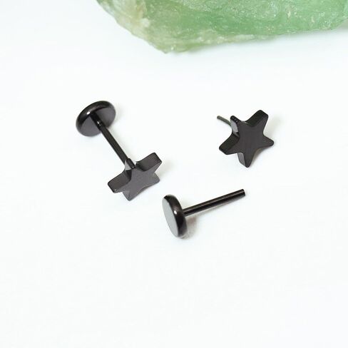 ZDE Women Earrings Threadless Flat Back Star Earrings Titanium Hypoallergenic Cartilage Non-Nickel Pink Push Back Earrings Studs for Sensitive Ears Simple Classic Earstuds in Saudi Arabia