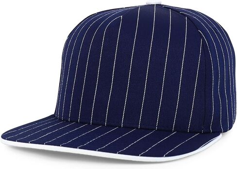 قبعة Snapback ذات 5 ألواح مخططة ومسطحة من متجر Trendy Apparel Shop - باللون الأبيض الداكن in Saudi Arabia