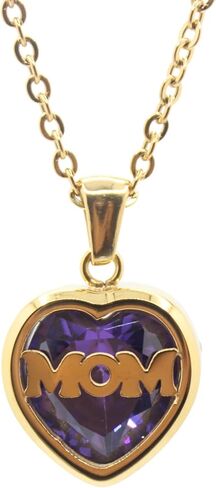 Mom Minimalist Heart Shape Titanium Steel Inlay Birthstone Pendant Necklace in Saudi Arabia