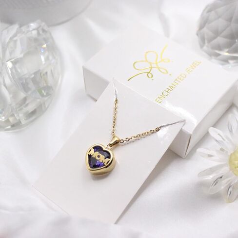 Mom Minimalist Heart Shape Titanium Steel Inlay Birthstone Pendant Necklace in Saudi Arabia