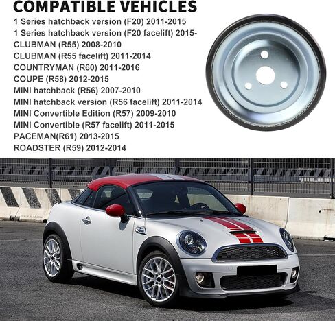 11517619020 Engine Water Pump Pulley For 2007-2016 Mini Cooper R55 R60 R58 R56 R57 R61 R59 Replace# 11517545958 11517571012 V202322 502639 62102466 P225007 300152 VD1150 PC0023 BCP16700 in Saudi Arabia
