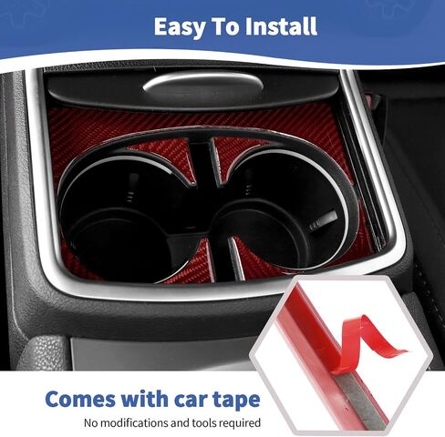 RT-TCZ for Charger Cup Holder Panel Trim Cover for Dodge Charger 2011-2023 Soft Red Carbon Fiber Interior Accessories 6pcs in Saudi Arabia