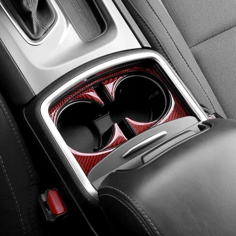 RT-TCZ for Charger Cup Holder Panel Trim Cover for Dodge Charger 2011-2023 Soft Red Carbon Fiber Interior Accessories 6pcs in Saudi Arabia
