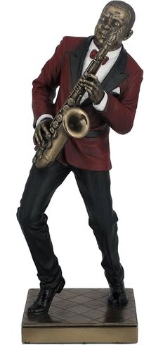 11.38 Inch Saxophone Player Cold Cast Statue Figurine, Bronze Color in Saudi Arabia