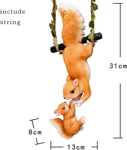 Generic Hanging Orange Squirrel Decoration - Whimsical Resin Ornaments for Home Decor in Saudi Arabia