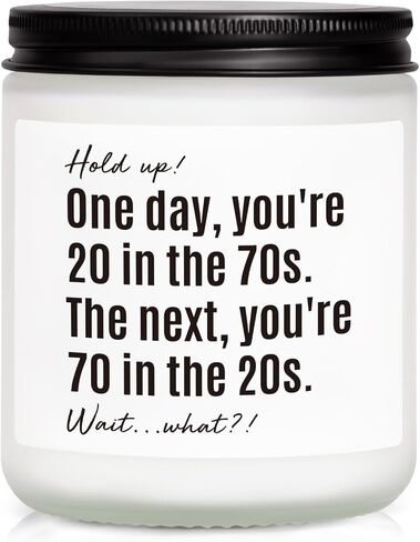 70th Birthday Gifts for Women Men, Unique 70th Birthday Gifts, Happy 70 Year Old Bday Present for Mom Dad, 70 Year Old Bday Decorations, Bday Candle 7oz Soy Wax Lavender & Woods Scented in Saudi Arabia