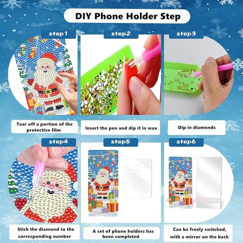 Diamond Painting kits Phone Holder & On The Back is A Diamond Art Mirror, 5D Crystal Rhinestone Diamond Art Craft Kit Gift for Adult/Womans (2 Pack, Magnolia/Peony) in Kuwait