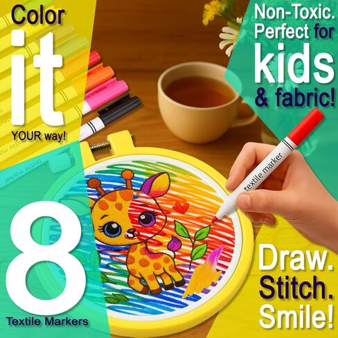 Genius Skills Embroidery Kit for Beginners - Master 42 Stitches with Step-by-Step Videos, DIY Cross Stitch Kit, Embroidery Patterns, Needles, Hoop & Tools for Adults and Beginners in Saudi Arabia