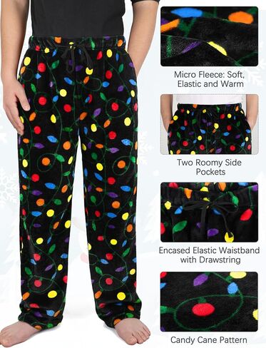 Mens Plush Pajama Pants Soft Flannel Fleece Pajama Lounge Sleep Pant Christmas Plaid Fuzzy Lounge Sleepwear Pj Bottoms in Kuwait