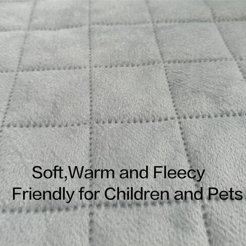 Quilted Fleece Sofa Cover with Elastic Straps Solid Color Warm Cozy Couch Covers Washable Fuzzy Plush Sofa Slipcover with Non Slip for Dogs, Children, Pets Furniture Protector (Grey, Large) in Saudi Arabia