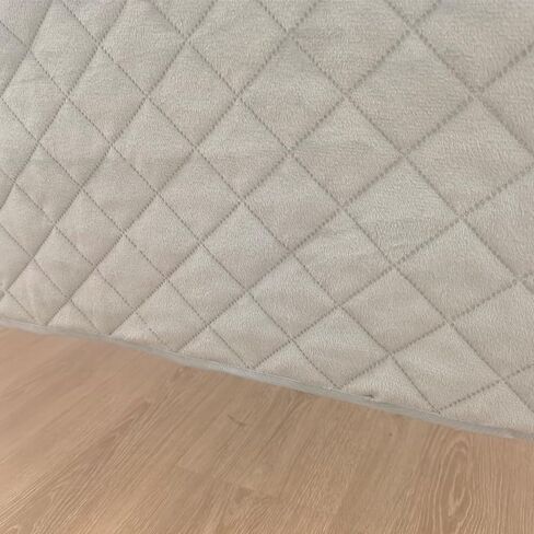 Quilted Fleece Sofa Cover with Elastic Straps Solid Color Warm Cozy Couch Covers Washable Fuzzy Plush Sofa Slipcover with Non Slip for Dogs, Children, Pets Furniture Protector (Grey, Large) in Saudi Arabia