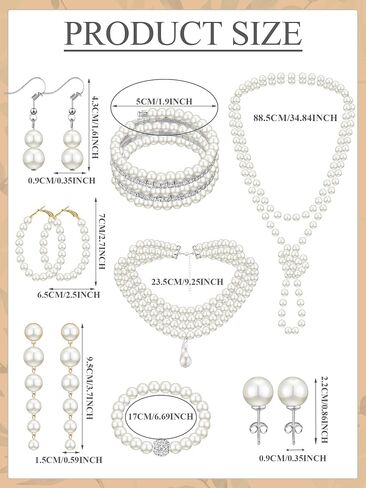 BBTO 8 Pcs Pearl Necklace and Earrings Set for Women Pearl Jewelry Set Faux Pearl Necklace Earrings Simulated Pearl Bracelets(Stylish Style) in Saudi Arabia