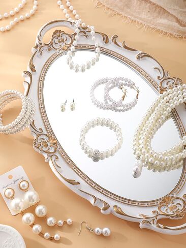 BBTO 8 Pcs Pearl Necklace and Earrings Set for Women Pearl Jewelry Set Faux Pearl Necklace Earrings Simulated Pearl Bracelets(Stylish Style) in Saudi Arabia