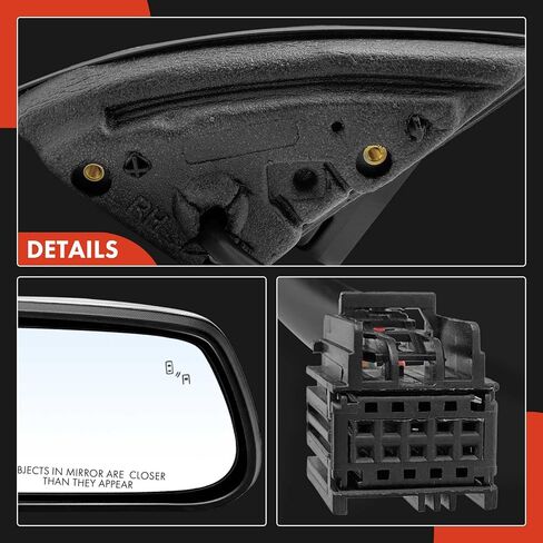 A-Premium Passenger Side Power Door Mirror - Compatible with Chevrolet Equinox & GMC Terrain, 2015-2017 - Heated Manual Folding Chrome Outside Rear View Mirror - Replace# 23467321 in Saudi Arabia