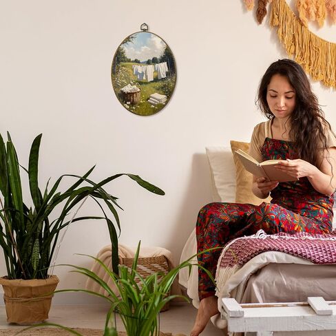 Mcehtle خمر مزرعة البلد جدار ديكور فني، الرجعية Cottagecore الغسيل يوم مؤطرة قماش يطبع 10x10، المناظر الطبيعية ريفي جولة الجدار شنقا ديكورات العمل الفني للمنزل غرفة نوم غرفة المعيشة in Saudi Arabia