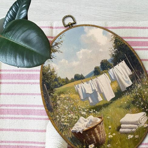 Mcehtle خمر مزرعة البلد جدار ديكور فني، الرجعية Cottagecore الغسيل يوم مؤطرة قماش يطبع 10x10، المناظر الطبيعية ريفي جولة الجدار شنقا ديكورات العمل الفني للمنزل غرفة نوم غرفة المعيشة in Saudi Arabia