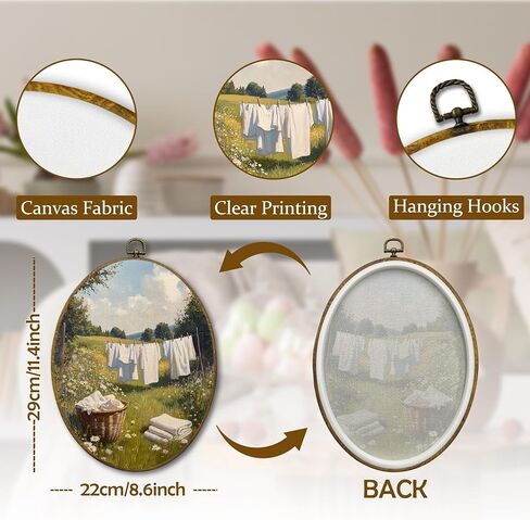 Mcehtle خمر مزرعة البلد جدار ديكور فني، الرجعية Cottagecore الغسيل يوم مؤطرة قماش يطبع 10x10، المناظر الطبيعية ريفي جولة الجدار شنقا ديكورات العمل الفني للمنزل غرفة نوم غرفة المعيشة in Saudi Arabia