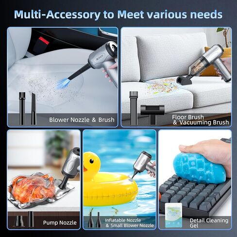 Car Vacuum Portable Cordless 16000Pa Mini Vacuum Cleaner for Car, Low Noise Hand Vacuum Cordless Rechargeable, with Cleaning Gel for Car Detailing Keyboard Cleaner Home Cleaning in Saudi Arabia