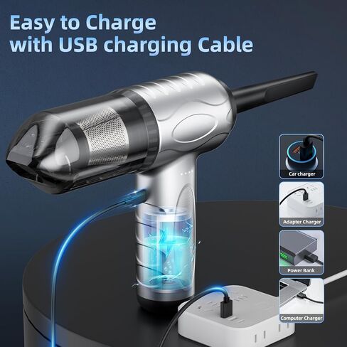 Car Vacuum Portable Cordless 16000Pa Mini Vacuum Cleaner for Car, Low Noise Hand Vacuum Cordless Rechargeable, with Cleaning Gel for Car Detailing Keyboard Cleaner Home Cleaning in Saudi Arabia