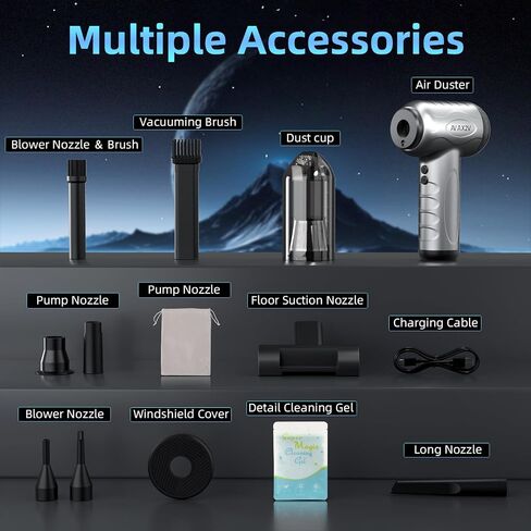 Car Vacuum Portable Cordless 16000Pa Mini Vacuum Cleaner for Car, Low Noise Hand Vacuum Cordless Rechargeable, with Cleaning Gel for Car Detailing Keyboard Cleaner Home Cleaning in Saudi Arabia