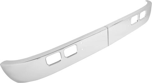 KUAFU Front Bumper Compatible with 1989-2003 International 4600, 4700, 4800, 4900, 8100 W/Tow, Fog Light Cutouts, Slight Angle Back Steel Chrome 2PCS-Silvery in Saudi Arabia