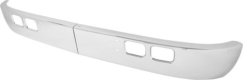 KUAFU Front Bumper Compatible with 1989-2003 International 4600, 4700, 4800, 4900, 8100 W/Tow, Fog Light Cutouts, Slight Angle Back Steel Chrome 2PCS-Silvery in Saudi Arabia
