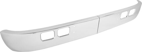 KUAFU Front Bumper Compatible with 1989-2003 International 4600, 4700, 4800, 4900, 8100 W/Tow, Fog Light Cutouts, Slight Angle Back Steel Chrome 2PCS-Silvery in Saudi Arabia