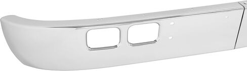 KUAFU Front Bumper Compatible with 1989-2003 International 4600, 4700, 4800, 4900, 8100 W/Tow, Fog Light Cutouts, Slight Angle Back Steel Chrome 2PCS-Silvery in Saudi Arabia