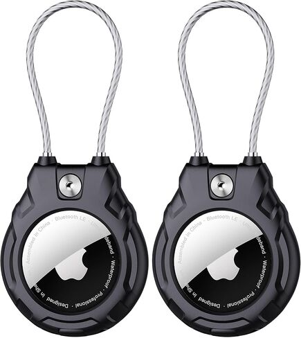 for Airtag Holder with Wire Cable, 4 Pack Ultra-Durable Lockable Case for Apple AirTag, Waterproof Keychain Holder for Luggage, Keys, Backpacks, Cars, Bags, and Kids in Kuwait