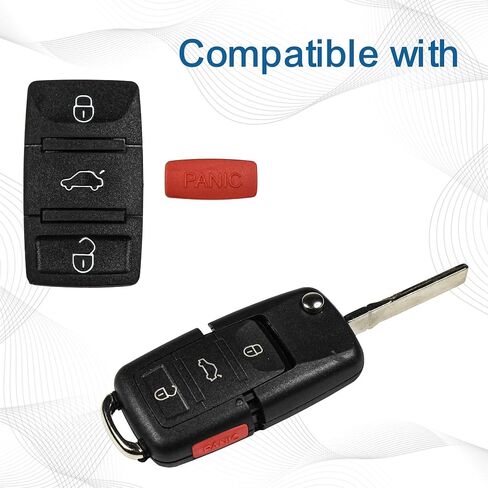HQRP 3 أزرار + بانيكا مفتاح فوب متوافق مع Volkswagen VW Jetta 2006 2007 2008 06 07 08 مفتاح زر الوسادة إصلاح للطي الوجه in Saudi Arabia