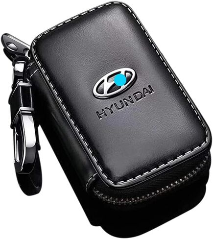 Modern Car Key Case, Real Leather, Black, Formal, Modern, Exquisite, Zipper Closure, Hook Handle, 8.5cm x 4.6cm x 2cm, 130mg, 90-Day Warranty in Saudi Arabia