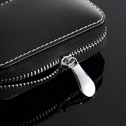 Modern Car Key Case, Real Leather, Black, Formal, Modern, Exquisite, Zipper Closure, Hook Handle, 8.5cm x 4.6cm x 2cm, 130mg, 90-Day Warranty in Saudi Arabia