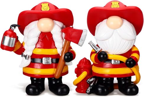 Wesiti 2 Pcs Resin Gnome Figurines Gifts for Men Gnomes Decorations for Home Living Room Shelf Decor(Firefighter) in Saudi Arabia