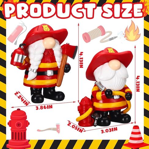 Wesiti 2 Pcs Resin Gnome Figurines Gifts for Men Gnomes Decorations for Home Living Room Shelf Decor(Firefighter) in Saudi Arabia