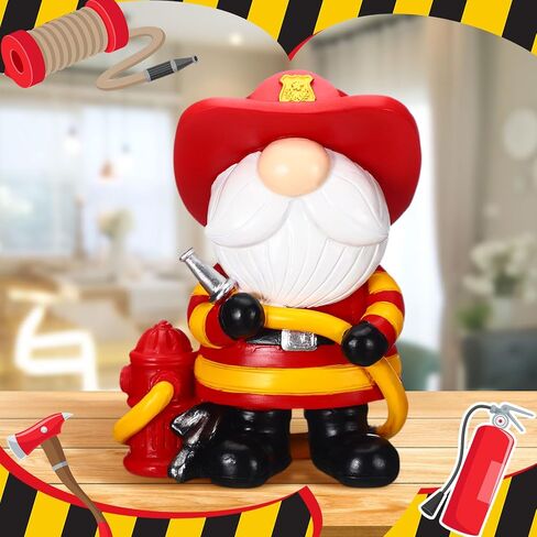 Wesiti 2 Pcs Resin Gnome Figurines Gifts for Men Gnomes Decorations for Home Living Room Shelf Decor(Firefighter) in Saudi Arabia