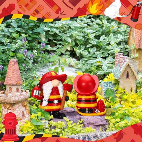 Wesiti 2 Pcs Resin Gnome Figurines Gifts for Men Gnomes Decorations for Home Living Room Shelf Decor(Firefighter) in Saudi Arabia