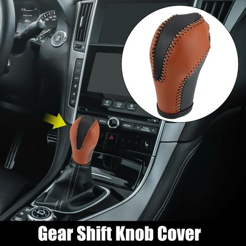 X AUTOHAUX غطاء مقبض ناقل الحركة من الجلد الصناعي للسيارة إنفينيتي QX50 QX70 QX80 2014-2016 QX56 2011-2013 G35 2007-2008 EX37 FX37 2013 FX35 2009-2012 أسود بني in Saudi Arabia