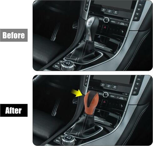 X AUTOHAUX غطاء مقبض ناقل الحركة من الجلد الصناعي للسيارة إنفينيتي QX50 QX70 QX80 2014-2016 QX56 2011-2013 G35 2007-2008 EX37 FX37 2013 FX35 2009-2012 أسود بني in Saudi Arabia