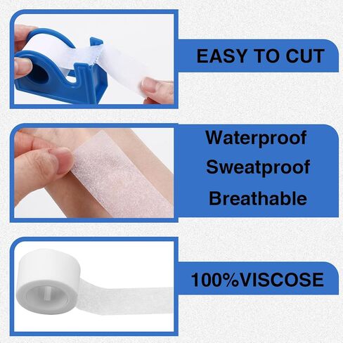 Geiserailie 8 Rolls Paper Tape Medical 1 Inch x 10 Yard Micropore Surgical Tape with 2 Dispenser for Wound Care in Saudi Arabia