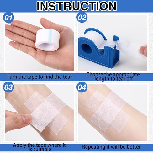 Geiserailie 8 Rolls Paper Tape Medical 1 Inch x 10 Yard Micropore Surgical Tape with 2 Dispenser for Wound Care in Saudi Arabia