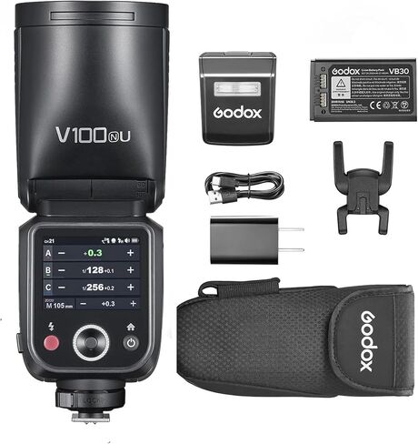 Godox V100N Flash V100-N Round Head Touch Screen Flash, Built-in Lithium Battery, 10 Level LED Modeling Lamp, for Nikon Camera in Saudi Arabia