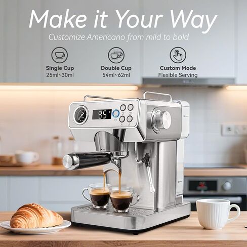 Expresso Coffee Machines With Touchscreen 20 Bar Professional Espresso Maker With Milk Frother & Hot Water, Stainless Steel Coffee Maker for Cappuccino Latte Americano, for Home Office Use in Kuwait