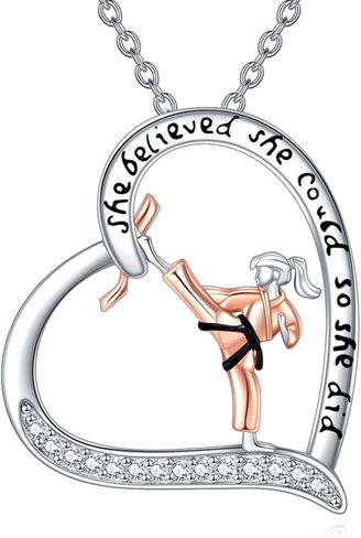 Karate/Boxing/Horse/Basketball/Skating/Soccer/Volleyball Necklace for Women Sterling Silver Heart Necklace Sport Jewelry for Women in Saudi Arabia