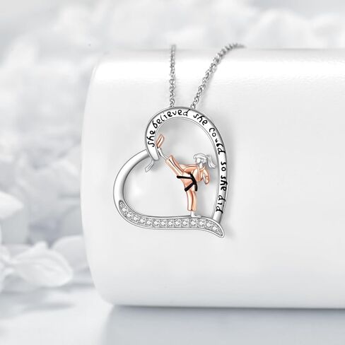 Karate/Boxing/Horse/Basketball/Skating/Soccer/Volleyball Necklace for Women Sterling Silver Heart Necklace Sport Jewelry for Women in Saudi Arabia