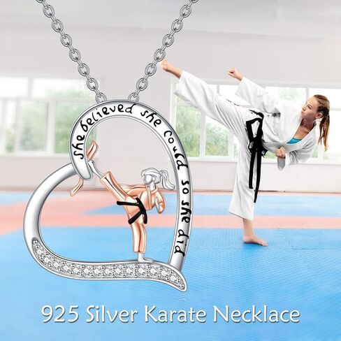 Karate/Boxing/Horse/Basketball/Skating/Soccer/Volleyball Necklace for Women Sterling Silver Heart Necklace Sport Jewelry for Women in Saudi Arabia