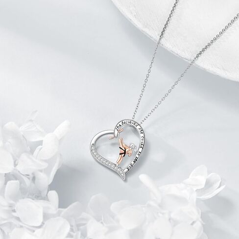 Karate/Boxing/Horse/Basketball/Skating/Soccer/Volleyball Necklace for Women Sterling Silver Heart Necklace Sport Jewelry for Women in Saudi Arabia