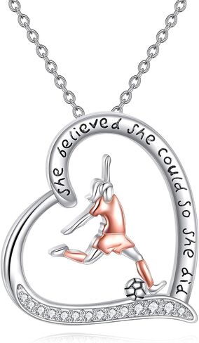 Karate/Boxing/Horse/Basketball/Skating/Soccer/Volleyball Necklace for Women Sterling Silver Heart Necklace Sport Jewelry for Women in Saudi Arabia