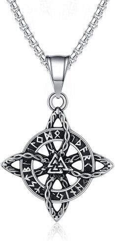 Witches Knot/Viking Rune Mannaz/Pentagram Necklace Amulet Pendant Jewelry Gifts for Women Men in Kuwait