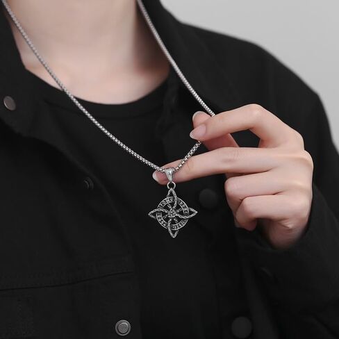 Witches Knot/Viking Rune Mannaz/Pentagram Necklace Amulet Pendant Jewelry Gifts for Women Men in Kuwait